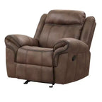 Ryal Hampton Manual Glider Recliner Chair, Brown Faux Leather, Pillow Arms