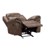 Ryal Hampton Manual Glider Recliner Chair, Brown Faux Leather, Pillow Arms
