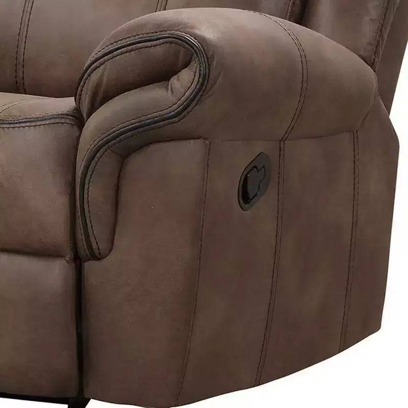 Ryal Hampton Manual Glider Recliner Chair, Brown Faux Leather, Pillow Arms