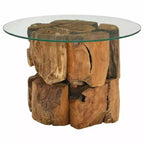 Tavolino Marrone in legno di teak massiccio Driftwood Tavolino da salotto medio