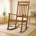 Set di due sedie a dondolo Kozyard High-Back Slat in legno massello per portico, interni o esterni
