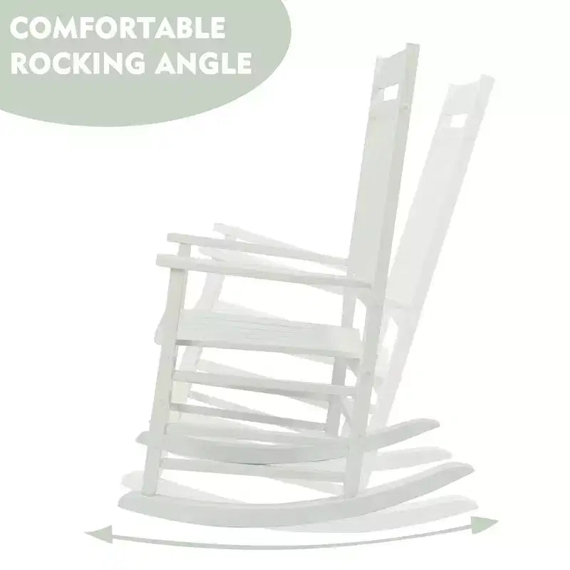 Set di due sedie a dondolo Kozyard High-Back Slat in legno massello per portico, interni o esterni