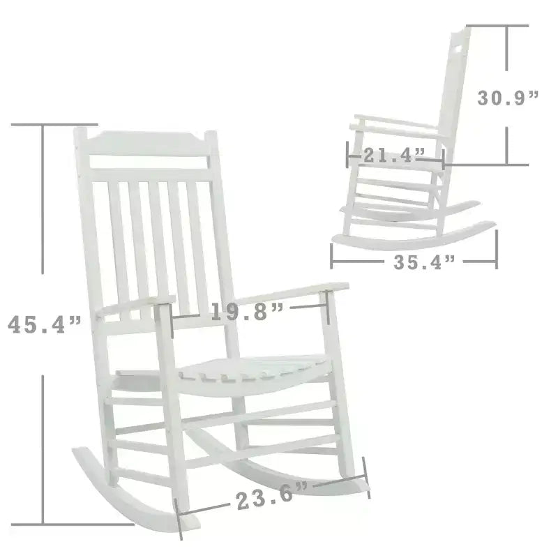 Set di due sedie a dondolo Kozyard High-Back Slat in legno massello per portico, interni o esterni
