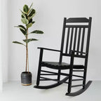 Set di due sedie a dondolo Kozyard High-Back Slat in legno massello per portico, interni o esterni