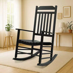 Set di due sedie a dondolo Kozyard High-Back Slat in legno massello per portico, interni o esterni