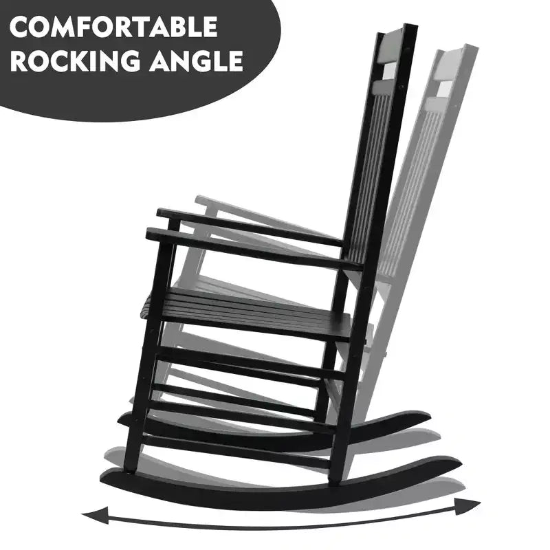 Set di due sedie a dondolo Kozyard High-Back Slat in legno massello per portico, interni o esterni