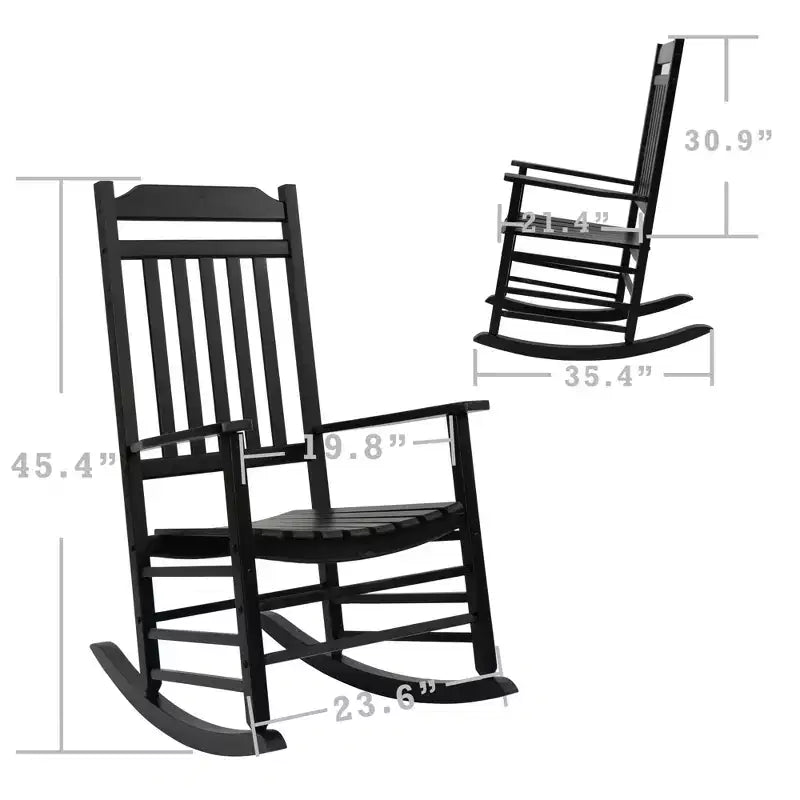 Set di due sedie a dondolo Kozyard High-Back Slat in legno massello per portico, interni o esterni