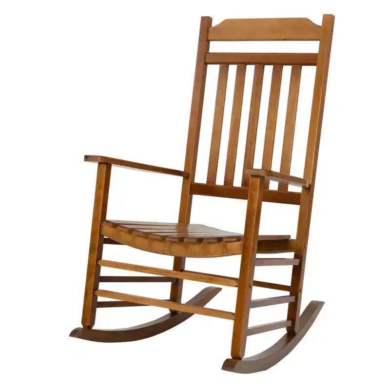 Set di due sedie a dondolo Kozyard High-Back Slat in legno massello per portico, interni o esterni