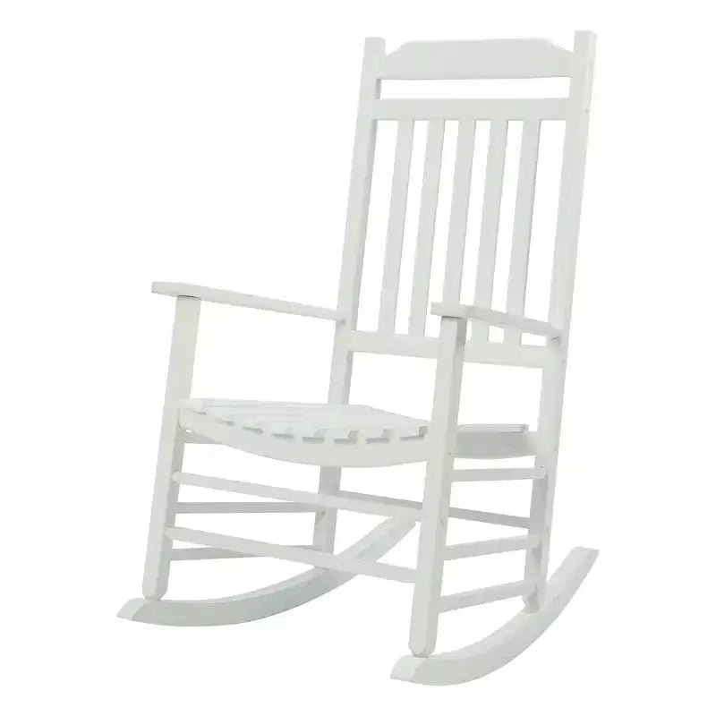 Set di due sedie a dondolo Kozyard High-Back Slat in legno massello per portico, interni o esterni