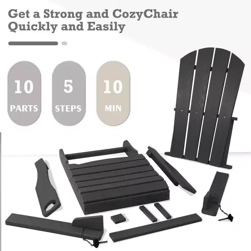 Kozyard Folding Adirondack Chair  Weather-Resistant HDPE Plastic Resin Patio Chair with Painted Finish, Perfect for Deck,or Backyard