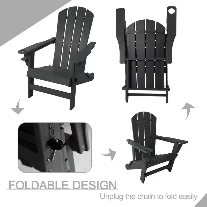 Kozyard Folding Adirondack Chair  Weather-Resistant HDPE Plastic Resin Patio Chair with Painted Finish, Perfect for Deck,or Backyard