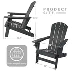 Kozyard Folding Adirondack Chair  Weather-Resistant HDPE Plastic Resin Patio Chair with Painted Finish, Perfect for Deck,or Backyard