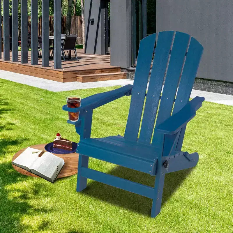 Kozyard Folding Adirondack Chair  Weather-Resistant HDPE Plastic Resin Patio Chair with Painted Finish, Perfect for Deck,or Backyard
