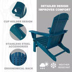 Kozyard Folding Adirondack Chair  Weather-Resistant HDPE Plastic Resin Patio Chair with Painted Finish, Perfect for Deck,or Backyard