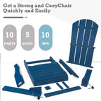 Kozyard Folding Adirondack Chair  Weather-Resistant HDPE Plastic Resin Patio Chair with Painted Finish, Perfect for Deck,or Backyard