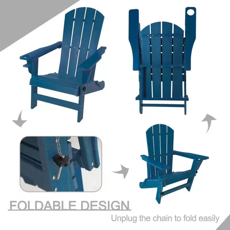 Kozyard Folding Adirondack Chair  Weather-Resistant HDPE Plastic Resin Patio Chair with Painted Finish, Perfect for Deck,or Backyard