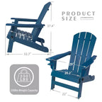 Kozyard Folding Adirondack Chair  Weather-Resistant HDPE Plastic Resin Patio Chair with Painted Finish, Perfect for Deck,or Backyard