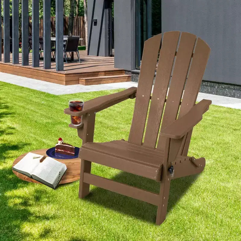 Kozyard Folding Adirondack Chair  Weather-Resistant HDPE Plastic Resin Patio Chair with Painted Finish, Perfect for Deck,or Backyard