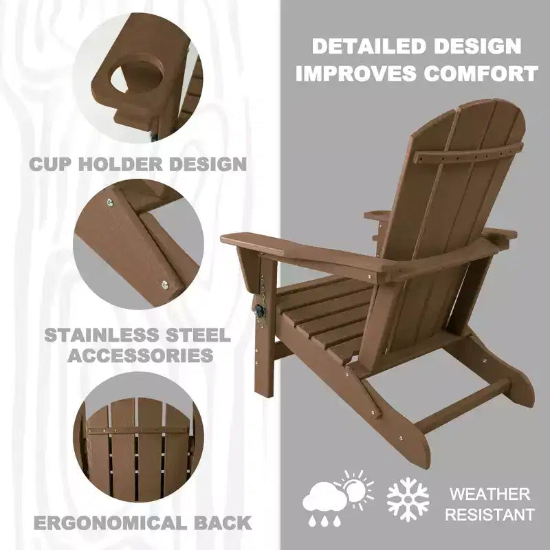 Kozyard Folding Adirondack Chair  Weather-Resistant HDPE Plastic Resin Patio Chair with Painted Finish, Perfect for Deck,or Backyard