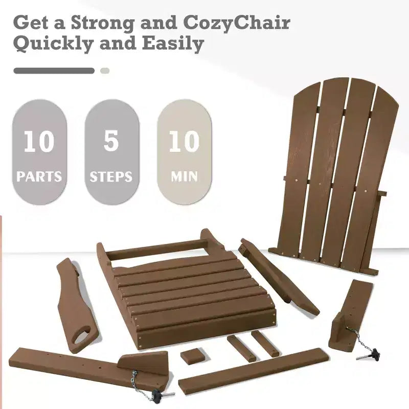 Kozyard Folding Adirondack Chair  Weather-Resistant HDPE Plastic Resin Patio Chair with Painted Finish, Perfect for Deck,or Backyard