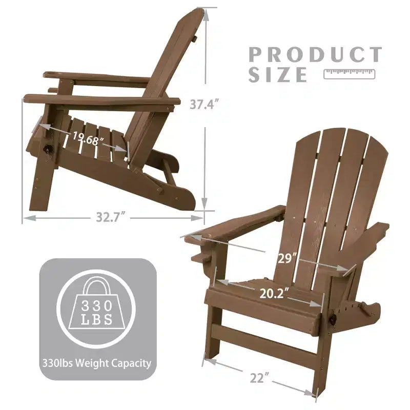 Kozyard Folding Adirondack Chair  Weather-Resistant HDPE Plastic Resin Patio Chair with Painted Finish, Perfect for Deck,or Backyard
