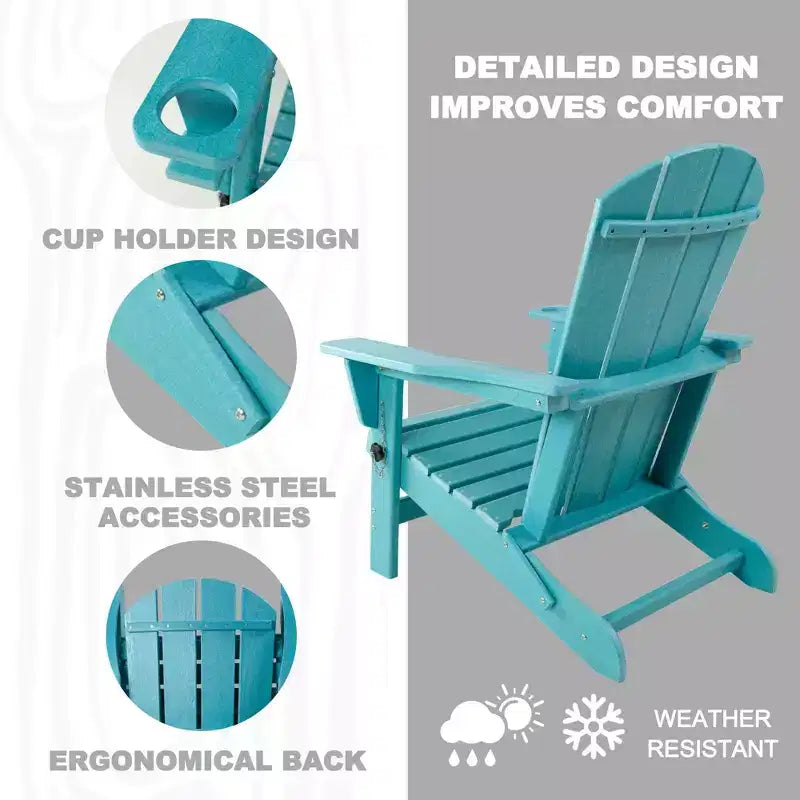 Kozyard Folding Adirondack Chair  Weather-Resistant HDPE Plastic Resin Patio Chair with Painted Finish, Perfect for Deck,or Backyard