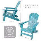 Kozyard Folding Adirondack Chair  Weather-Resistant HDPE Plastic Resin Patio Chair with Painted Finish, Perfect for Deck,or Backyard