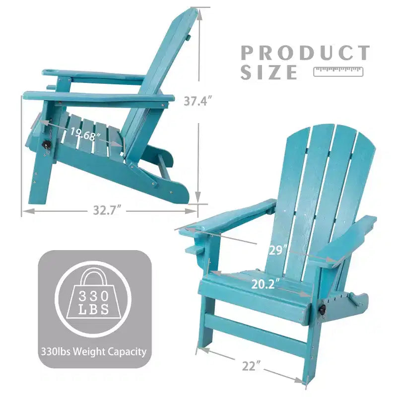 Kozyard Folding Adirondack Chair  Weather-Resistant HDPE Plastic Resin Patio Chair with Painted Finish, Perfect for Deck,or Backyard