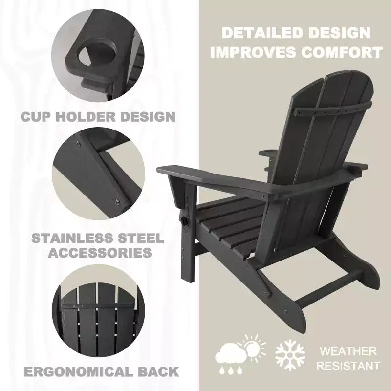 Kozyard Folding Adirondack Chair  Weather-Resistant HDPE Plastic Resin Patio Chair with Painted Finish, Perfect for Deck,or Backyard