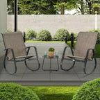 Kozyard Set di 3 Sedie a Dondolo da Esterno con Telaio in Alluminio Verniciato a Polvere e Tessuto a Rete Traspirante per Patio, Portico, Giardino