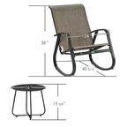 Kozyard Set di 3 Sedie a Dondolo da Esterno con Telaio in Alluminio Verniciato a Polvere e Tessuto a Rete Traspirante per Patio, Portico, Giardino