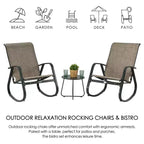 Kozyard Set di 3 Sedie a Dondolo da Esterno con Telaio in Alluminio Verniciato a Polvere e Tessuto a Rete Traspirante per Patio, Portico, Giardino