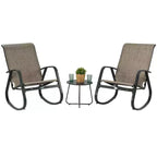 Kozyard 3 Pieces Outdoor Patio Rocking Sling Chair Powder Coated Aluminum Frame Breathable Mesh Fabric for Patio Porch Yard Garden