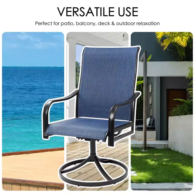 Kozyard 2-Pack Patio Swivel Rocker Dining Chairs  Durable Metal Frame with Comfortable Textilene Fabric, Perfect for Backyard, Deck, or Lawn