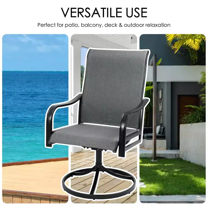 Kozyard 2-Pack Patio Swivel Rocker Dining Chairs  Durable Metal Frame with Comfortable Textilene Fabric, Perfect for Backyard, Deck, or Lawn