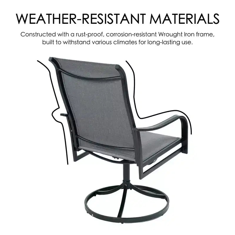 Kozyard 2-Pack Patio Swivel Rocker Dining Chairs  Durable Metal Frame with Comfortable Textilene Fabric, Perfect for Backyard, Deck, or Lawn