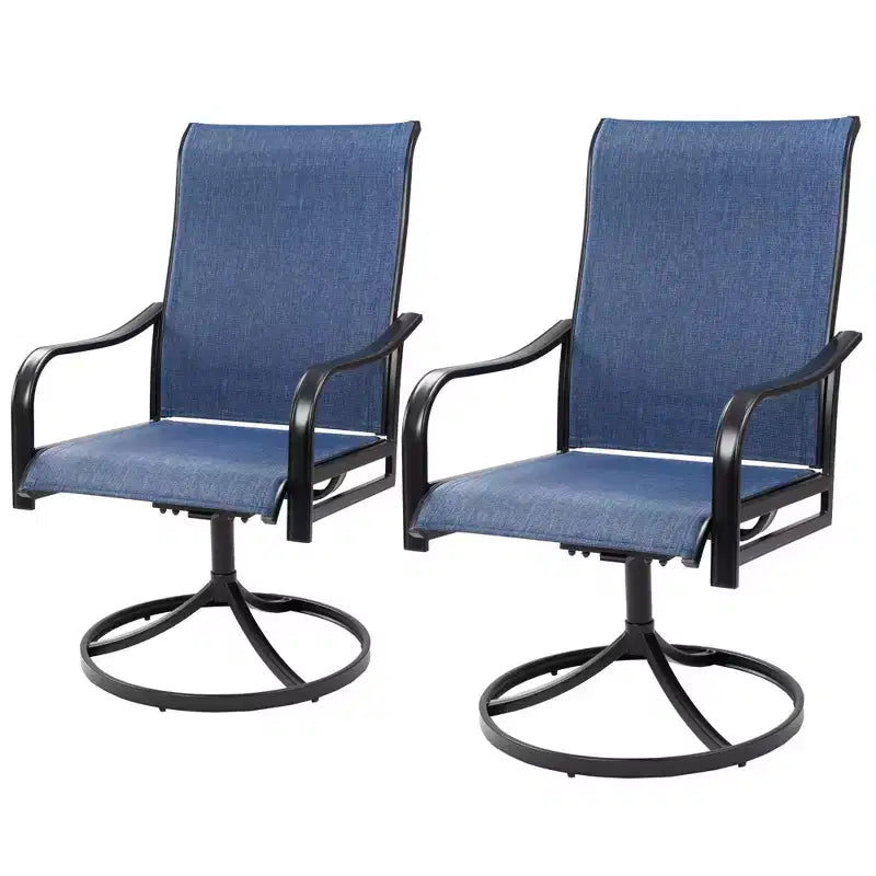 Kozyard Sedie da pranzo a dondolo girevoli per patio, confezione da 2, telaio in metallo resistente con comodo tessuto in textilene, perfette per cortile, terrazza o prato