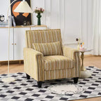 Okak Mid-Century Style Striped Fabric Lounge Armchair with Nailhead Trim,Reading Leisure Accent Chair for Living Rooms,Relaxation Areas