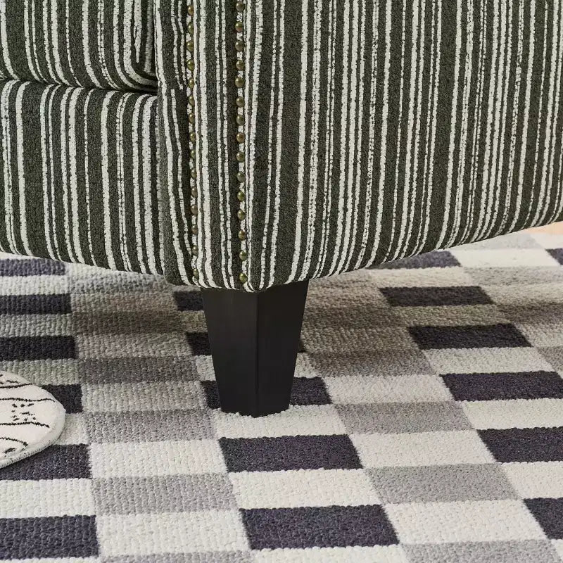 Okak Mid-Century Style Striped Fabric Lounge Armchair with Nailhead Trim,Reading Leisure Accent Chair for Living Rooms,Relaxation Areas