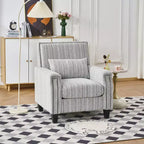 Okak Mid-Century Style Striped Fabric Lounge Armchair with Nailhead Trim,Reading Leisure Accent Chair for Living Rooms,Relaxation Areas