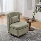Poltrona girevole Okak Mid-Century in ciniglia con cuscino, poltrona accent senza braccioli per soggiorni, aree relax