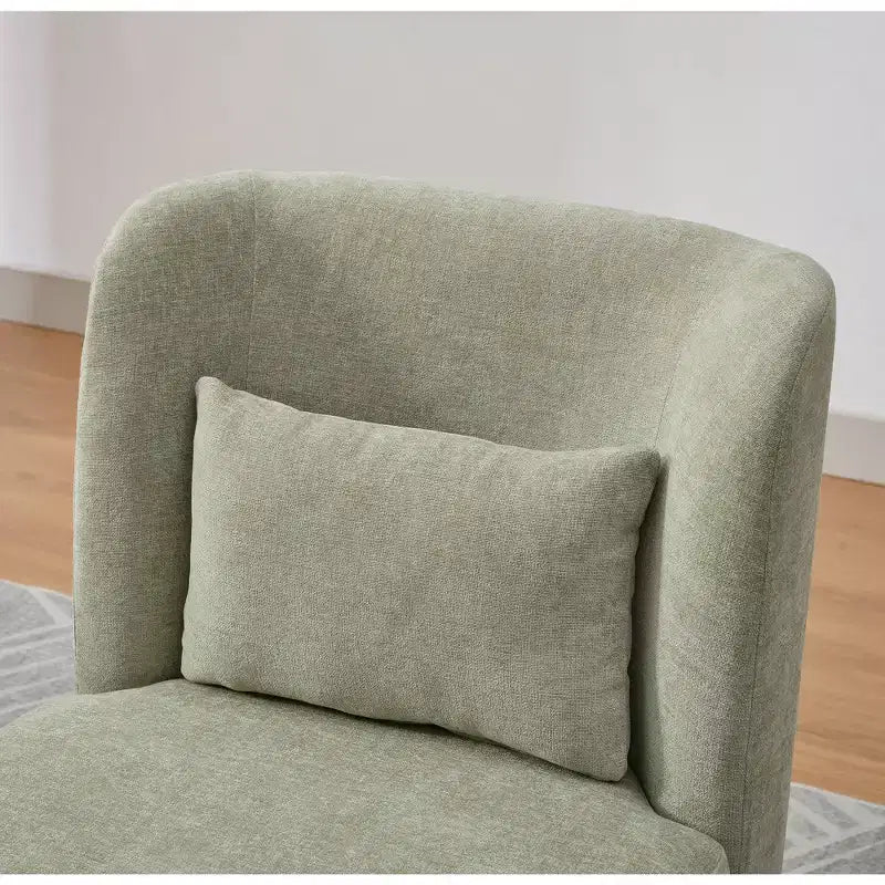 Poltrona girevole Okak Mid-Century in ciniglia con cuscino, poltrona accent senza braccioli per soggiorni, aree relax
