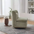 Poltrona girevole Okak Mid-Century in ciniglia con cuscino, poltrona accent senza braccioli per soggiorni, aree relax