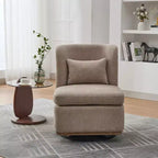 Poltrona girevole Okak Mid-Century in ciniglia con cuscino, poltrona accent senza braccioli per soggiorni, aree relax