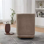 Poltrona girevole Okak Mid-Century in ciniglia con cuscino, poltrona accent senza braccioli per soggiorni, aree relax