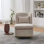 Poltrona girevole Okak Mid-Century in ciniglia con cuscino, poltrona accent senza braccioli per soggiorni, aree relax
