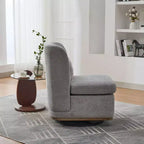 Poltrona girevole Okak Mid-Century in ciniglia con cuscino, poltrona accent senza braccioli per soggiorni, aree relax