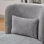 Poltrona girevole Okak Mid-Century in ciniglia con cuscino, poltrona accent senza braccioli per soggiorni, aree relax