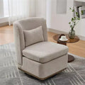 Okak Mid-Century Chenille Upholstered Swivel Lounge Chair with Pillow,Leisure Armless Accent Chair for Living Rooms,Relaxation Areas