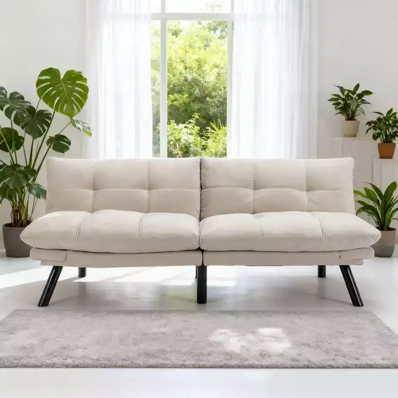 Homy Casa Modern Convertible Futon Sofa Bed with Adjustable Backrest and Plush Cushion, for Living Room or Guest Space